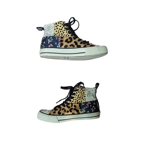 NWT Desigual Beta Animal Print High Top Leopard & Floral Trainers Size 7.5 - Picture 2 of 10